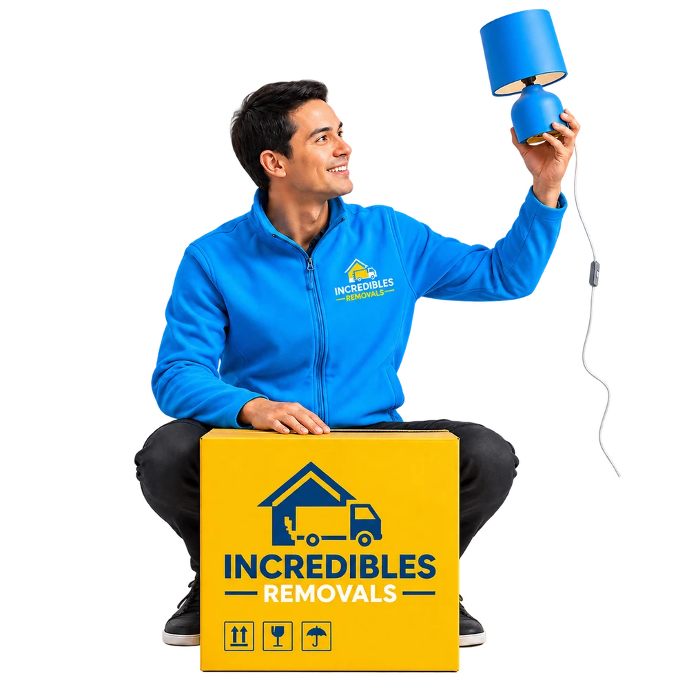 Incredibles Removals team member with moving box
